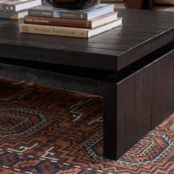 Rayan Rustic Lodge Black Reclaimed Wood Coffee Table|