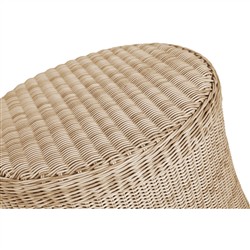 Bella Coastal Beach Natural Brown Woven Wicker Round Outdoor Side Table|