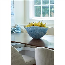 Siena Modern Blue Swirl Hand Glazed Porcelain Bowl|