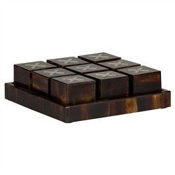 Theron Traditional Tortoise Shell Resin Tic Tac Toe Set|