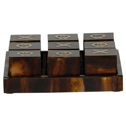 Theron Traditional Tortoise Shell Resin Tic Tac Toe Set|