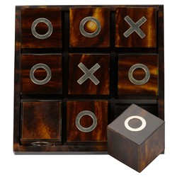Theron Traditional Tortoise Shell Resin Tic Tac Toe Set|
