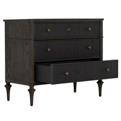 Andrea French Country Dark Brown Oak Wood Chest|
