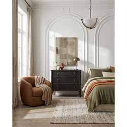 Andrea French Country Dark Brown Oak Wood Chest|