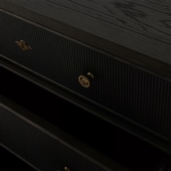 Andrea French Country Dark Brown Oak Wood Double Dresser|