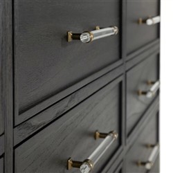 Andrea French Country Dark Brown Oak Wood Double Dresser|