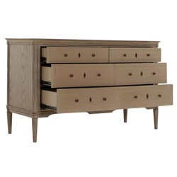 Linnea Updated Traditional Brown Oak Wood Double Dresser|