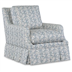 Leon Updated Traditional Blue Slipcovered Arm Chair|