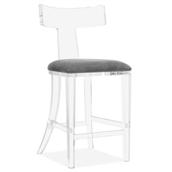 Tristan Modern Grey Velvet Acrylic Counter Stool Overstock|