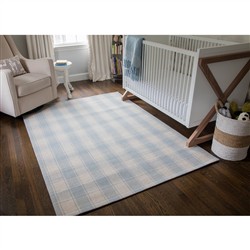 Vianna Updated Traditional Light Blue Wool Plaid Patterned Rug - 3'6"x5'6"|