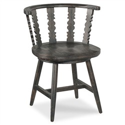 Fable Updated Traditional Worn Black Oak Windsor Dining Chair|