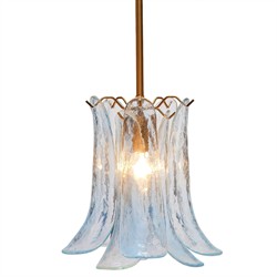 Isolde Updated Traditional Light Blue Glass Petal Pendant|