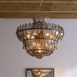 Elowen Updated Traditional Smoked Taupe Glass Curved  Chandelier|