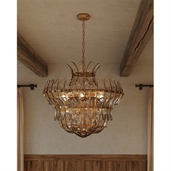 Elowen Updated Traditional Smoked Taupe Glass Curved  Chandelier|