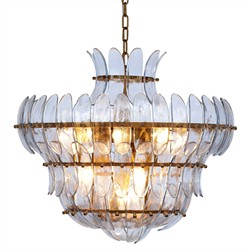 Elowen Updated Traditional Pale Blue Glass Curved Chandelier|