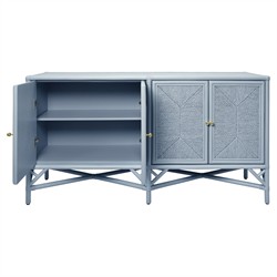 Worlds Away Eleanor Coastal Beach Light Blue Rattan Woven Rope Sideboard|