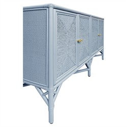 Worlds Away Eleanor Coastal Beach Light Blue Rattan Woven Rope Sideboard|