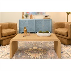 Worlds Away Eleanor Coastal Beach Light Blue Rattan Woven Rope Sideboard|