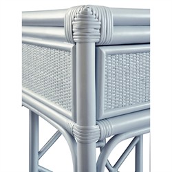 Worlds Away Gideon Coastal Beach Light Blue Rattan Console Table|