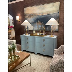 Worlds Away Rosie Modern Classic Light Blue Textured Linen Double Dresser