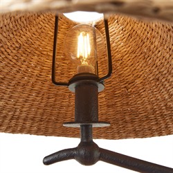 Camilla Coastal Seagrass Shade Black Iron Linear Pendant|