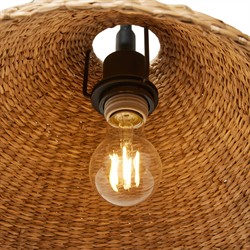 Camilla Coastal Seagrass Shade Black Iron Swing Arm Sconce|