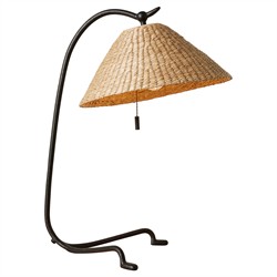 Camilla Coastal Seagrass Shade Black Iron Table Lamp|