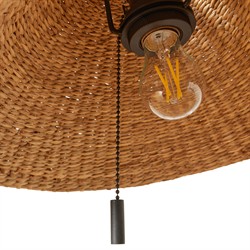 Camilla Coastal Seagrass Shade Black Iron Table Lamp|