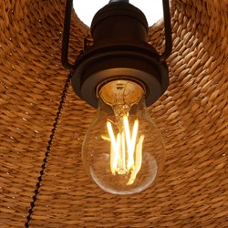 Camilla Coastal Seagrass Shade Black Iron Table Lamp|