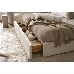 Diana Modern Classic Cream Boucle White Oak Storage Wing Bed - Queen|