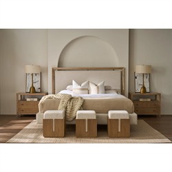 Isabella Modern Classic Grey Stone Fluted Brown Oak Nightstand|