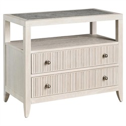 Isabella Modern Classic Grey Stone Fluted White Oak Nightstand|