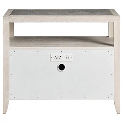 Isabella Modern Classic Grey Stone Fluted White Oak Nightstand|