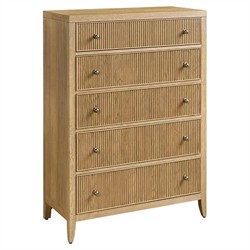 Isabella Modern Classic Fluted Brown Oak Tall Chest|