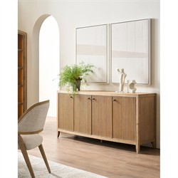 Isabella Modern Classic Fluted Brown Oak Credenza|
