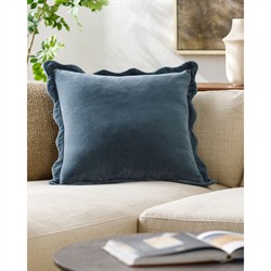 Stella French Country Dark Blue Cotton Scallop Throw Pillow - 18x18|
