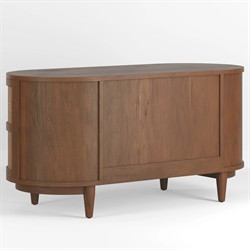 Noah Modern Classic Brown Wood Cane Oval Desk|