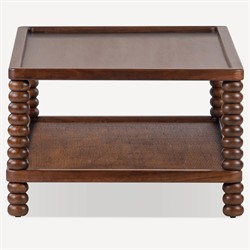 Tobi Updated Traditional Brown Wood Spindle Rectangular Coffee Table|