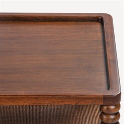 Tobi Updated Traditional Brown Wood Spindle Rectangular Coffee Table|