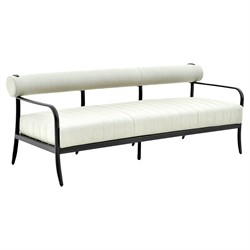 Madelle Modern Classic White Sunbrella Black Aluminum Outdoor Sofa - 81"|