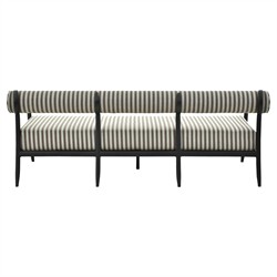 Madelle Modern Classic Grey Striped Sunbrella Black Aluminum Outdoor Sofa - 81"|