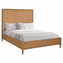 Anjana Coastal Beach Woven Rattan Brown Oak Bed - Queen|