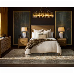 Anjana Coastal Beach Woven Rattan Brown Oak Bed - Queen|