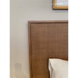 Anjana Updated Traditional Woven Rattan Brown Oak Bed - Queen|