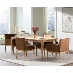 Nora Modern Classic Brown Oak Wood Rectangular Extendable Dining