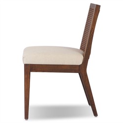 Annette Modern Classic Dark Brown Cane Wood Frame White Performance Dining Side Chair|
