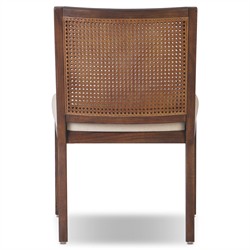 Annette Modern Classic Dark Brown Cane Wood Frame White Performance Dining Side Chair|