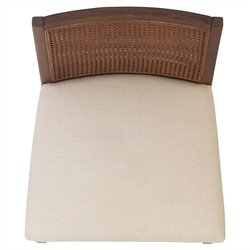 Annette Modern Classic Dark Brown Cane Wood Frame White Performance Dining Side Chair|