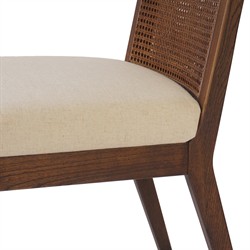 Annette Modern Classic Dark Brown Cane Wood Frame White Performance Dining Side Chair|