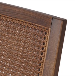 Annette Modern Classic Dark Brown Cane Wood Frame White Performance Dining Side Chair|